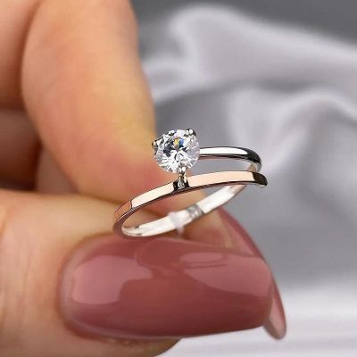 1.0CT Round Cut Shaped Zircon Engagement Ring