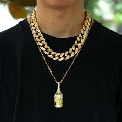 Whiskey Bottle Pendant With Full Zircon And Micro Zirconias