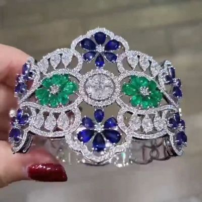 5.0CT New Premium Pear Cut Blue Desire Bracelet