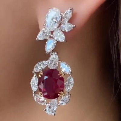 Berkshire Oval Cut Ruby Drop Earrings