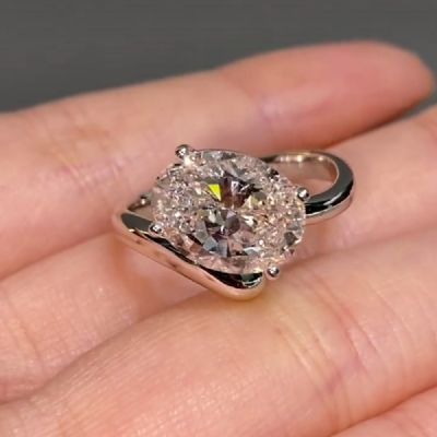 4.0 CT Stunning Oval Cut Engagement Ring In Sterling Silver