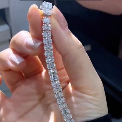 20.0 CT Tennis Hip Hop Rock Chain Bracelet Jewellery Sterling Silver White Gold Plated