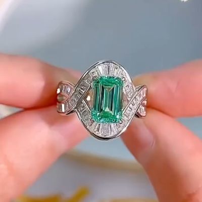 3.0CT Emerald Cut Colombian Emerald Engagement Ring