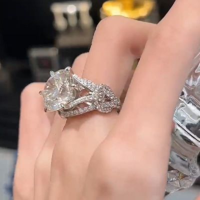 10.0CT Zircon Infinity Twist Knot Engagement Ring 14k White Gold