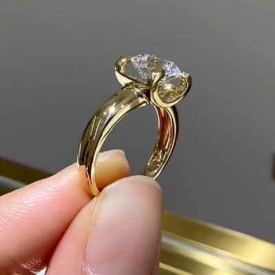 3.0 CT Round Cut White Zircon Unique Sterling Silver  Plated Ring