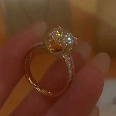2Ct Round Cut Zircon Solitaire Engagement Ring 14K Yellow Gold