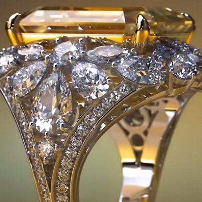 6 CT Crushed Ice Emerald Cut  Gemstone Wedding Engagement Ring