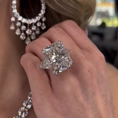 30.18ct Radiant Cut Three Stone Platinum Engagement Ring