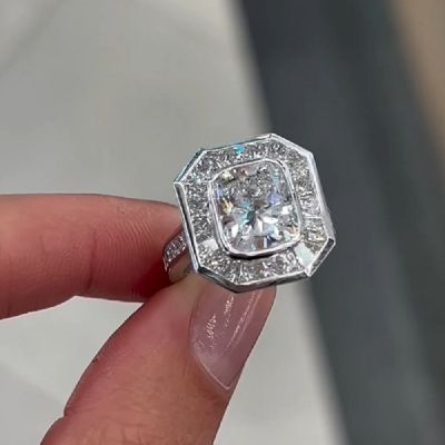  Vintage Sterling Baguette Round Square Cubic Zirconia Ring