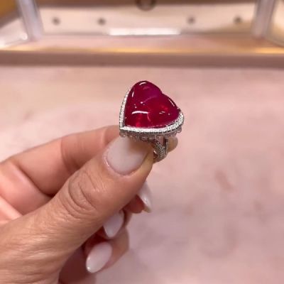 3.0 CT Heart Zircon Red Ruby Women's Wedding Ring