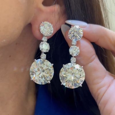 25.0 CT Sparkle Round Cut Big Zircon earrings
