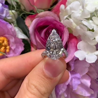 5.0CT Pear Shape Twisted Band Classic Engagement Ring