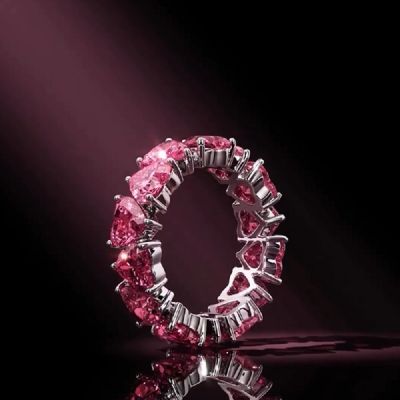 2.5CT Sparkling Pink Infinity Love Heart Band