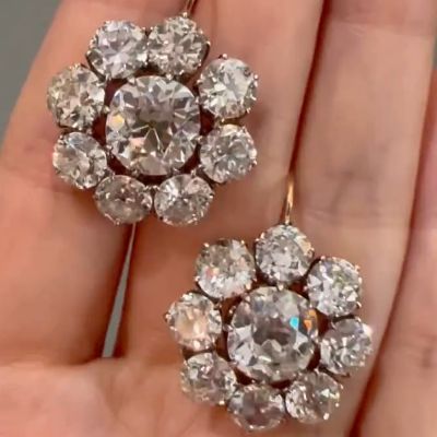 24.6CT White Sapphire Cluster Flower Drop Earrings