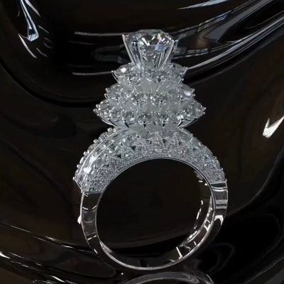 10.0CT Round Cut Cubic Zirconia Bridal Rhinestone Engagement Ring