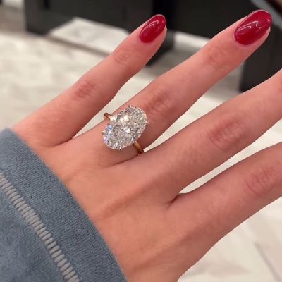 7.16 Carat Oval Shape Zircon Solitaire Two-Tone Ring