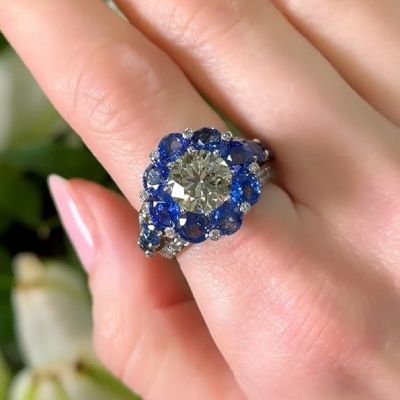 2.73 Carat Round Shape Zircon Ceylon Sapphire Ring