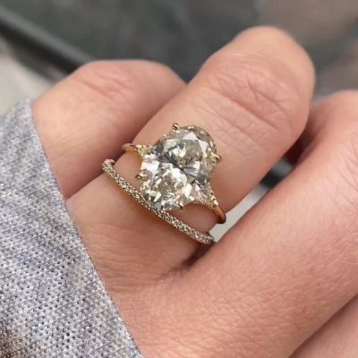 3.0 Carat  Oval Cut Lady's Slipper Engagement Ring