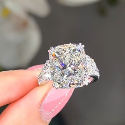 10.0 Carat Elongated Cushion Cut Zircon Ring
