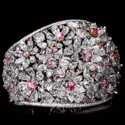 69.21 Carat Stunning Pear And Marquise Purple Pink And White Zircon Bracelet
