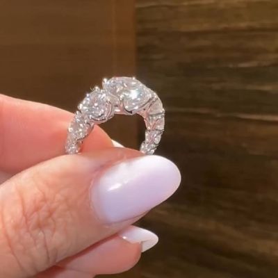 1.5 Carat Round Cut 8MM White Zircon Full Eternity Engagement Ring