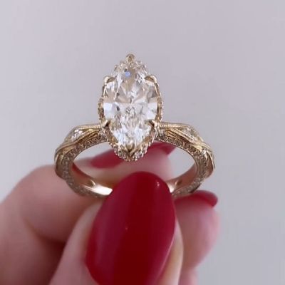 4.0 Carat Marquise Engagement Ring With Side Accent Stones