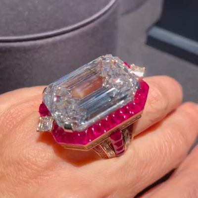 50 Carats Emerald Cut Gemstone Wedding Engagement Ring