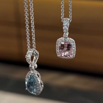 Pastel Zircon Double Halo Pear-Shape Reversible Necklace 