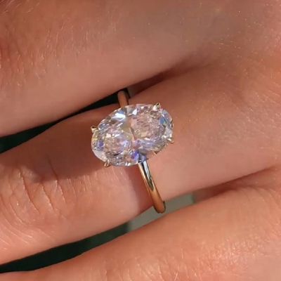 3.0 Carats Oval Cut Halo Zircon Solitaire Engagement Ring