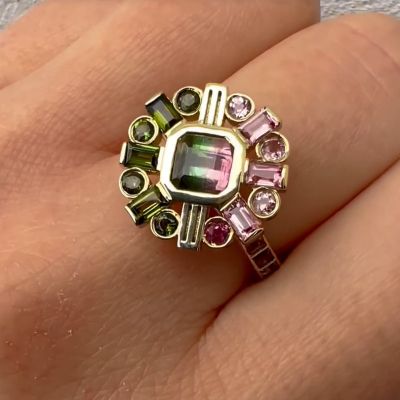 4.0 Carat Radiant Cut Watermelon Sugar Burst Engagement Ring