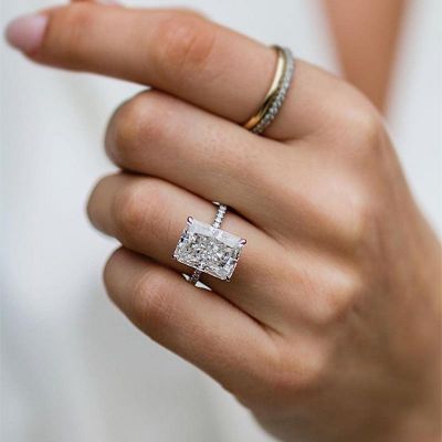 7.0 CT Classic Big Radiant Cut Simulated Zircon Engagement Ring for Women