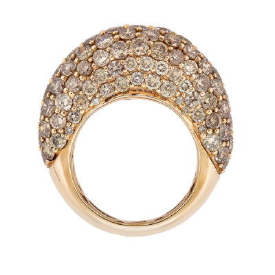 8.50 carats Round Champagne Zircon Dome Ring