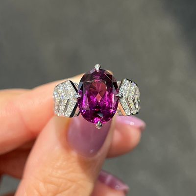 5.48ct Oval Cut Ring Set With Natural Zircon In 18K White Gold Fine Jewelry