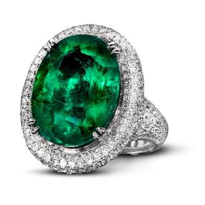 15.0 CT Stunning Oval Cut Emerald Zircon Paved Vintage Engagement Ring