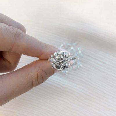 7.20 Carat Round Zircon Three Row Band Ring