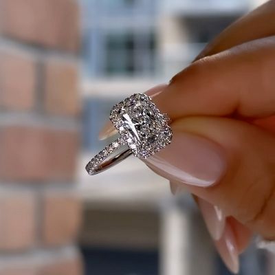 2.0CT Stunning Radiant Cut Simulated Zircon Wedding Set In White Gold