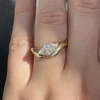 0.8CT Marquise Cut Zircon Engagement Ring