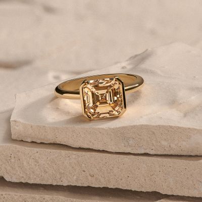 4.06CT Asscher Cut Zircon Engagement Ring