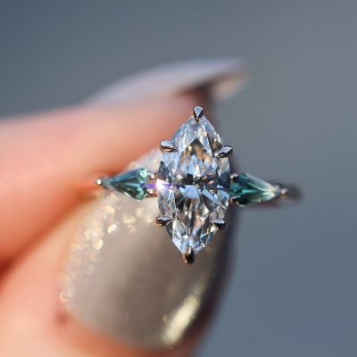 1.86CT Marquise Cut Zircon Antique Zircon Engagement Ring