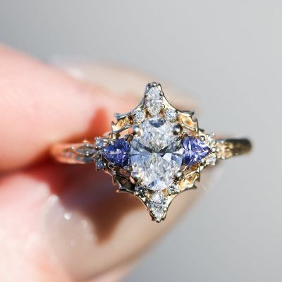 2.0CT Oval Cut "Queen Of Thorns" Zircon Engagement Ring