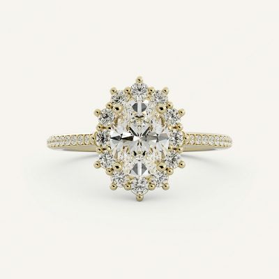 2.0 Carat Stunning Oval Cut With A Burst Halo Zircon Ring