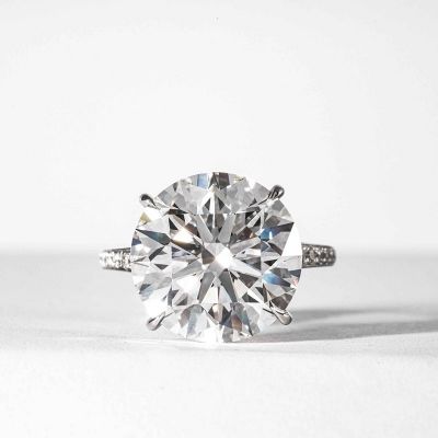 10.77 Carat Round Brilliant Cut Zircon Platinum Ring
