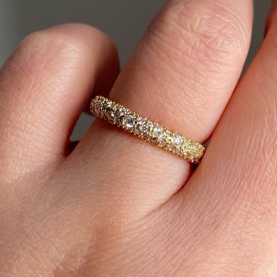 0.85 Carat Round Zircon 14k Gold Eternity Band