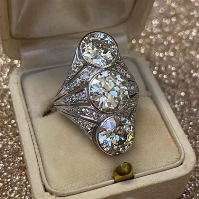 6.5 Carat Vintage Split-Look Women's Zircon Skeleton Engagement Ring 