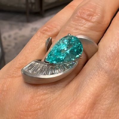 4.7 Carats Pear Cut High Carbon Zircon Gemstone Cocktail Ring
