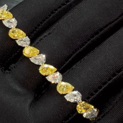 20ct Pear-cut Yellow Zircon Sterling Silver Handmade Bracelet