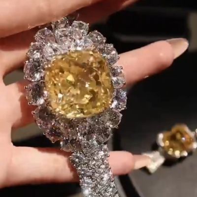 150ct Princess Cut Zircon Luxury Auction Style Vintage Sterling Silver Bracelet