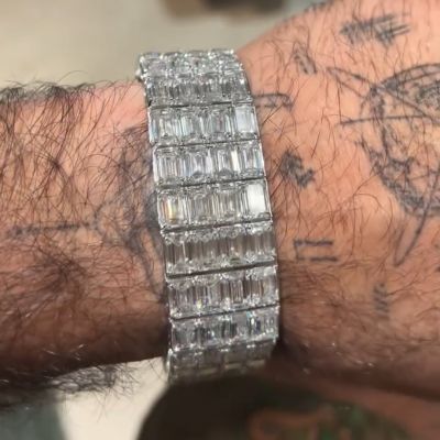 50ct Emerald Cut Zircon Sterling Silver Handmade Bracelet