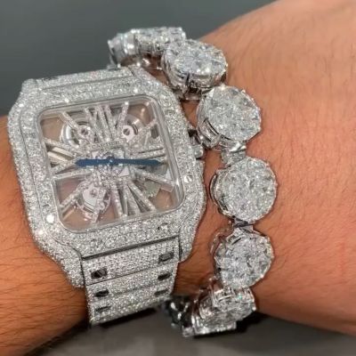 30ct round-cut Zircon handmade sterling silver bracelet