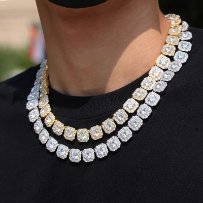 Fashion hip-hop clavicle bracelet square zircon trendy rock candy necklace